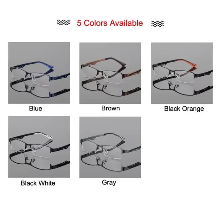 Lunettes à demi-jante en métal pour hommes