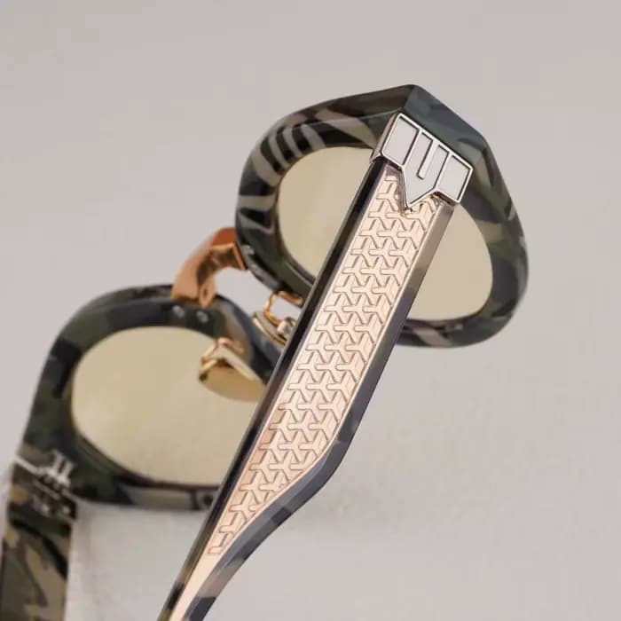 Lunettes de soleil ovales en acétate de champagne pour hommes et femmes
