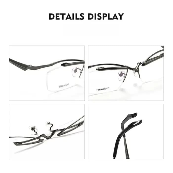 Nouveau créatif flottant demi-jante concepteur montures de lunettes hommes d'affaires de haute qualité pur titane