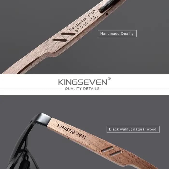 KINGSEVEN aluminium fait à la main en bois de noyer lunettes de soleil hommes haute qualité