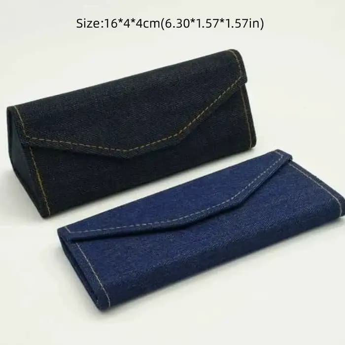 Étui à lunettes pliant Triangle en tissu Denim