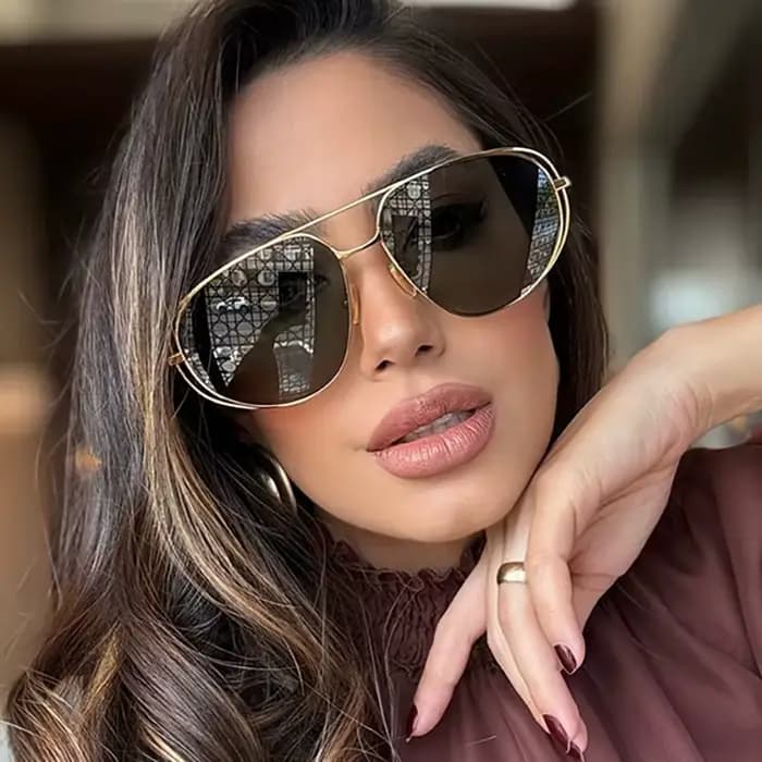 Lunettes de soleil pilote de forme ovale