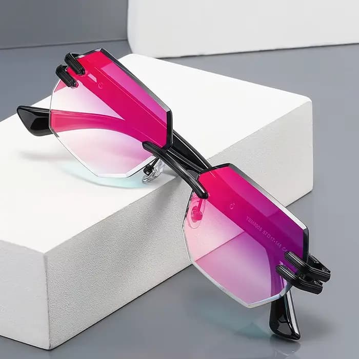 Lunettes de soleil métalliques sans monture à la mode pour hommes et femmes