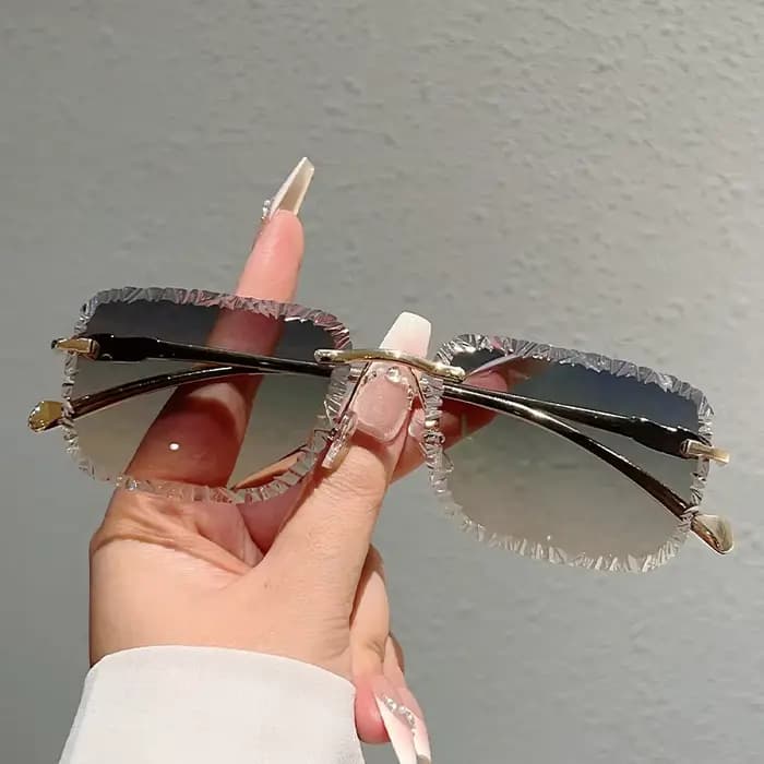 Lunettes de soleil carrées sans monture pour hommes