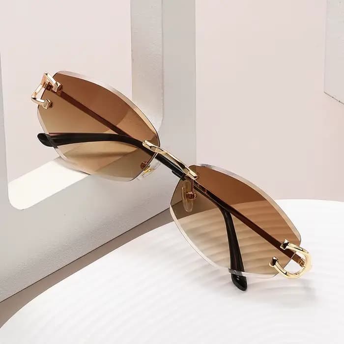 Lunettes de soleil polygone sans bords pour hommes et femmes