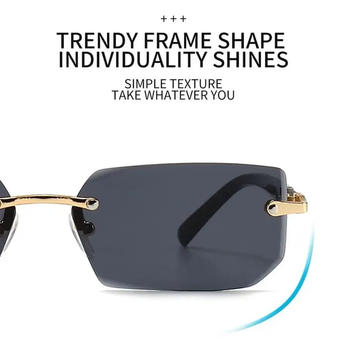 Lunettes de soleil rectangulaires sans monture pour hommes et femmes