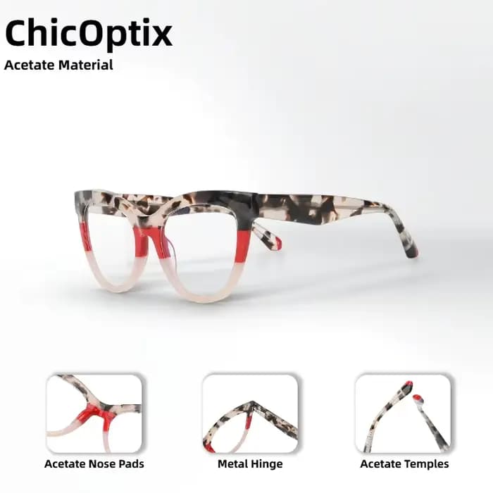 Lunettes optiques œil de chat en écaille de tortue vintage pour femmes fabriquées à partir de montures en acétate de qualité supérieure avec charnières métalliques et lentilles transparentes.