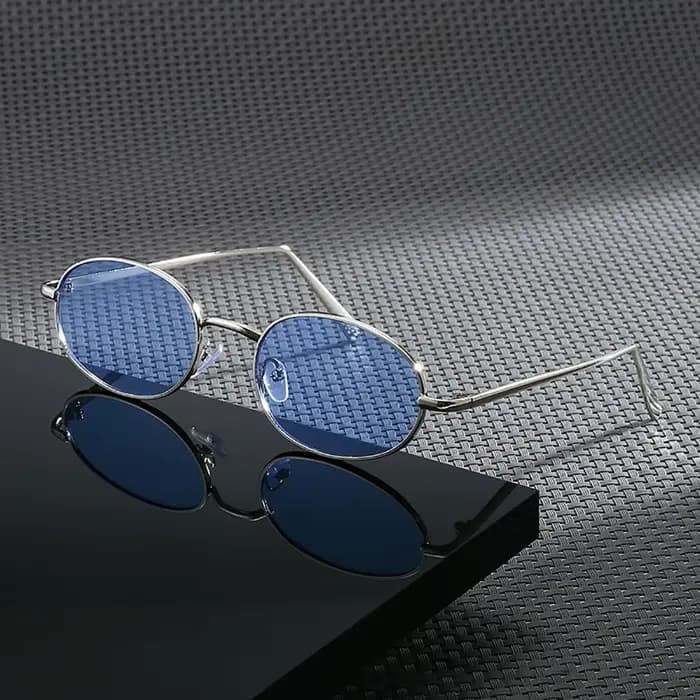 Lunettes de soleil ovales classiques en métal pour hommes