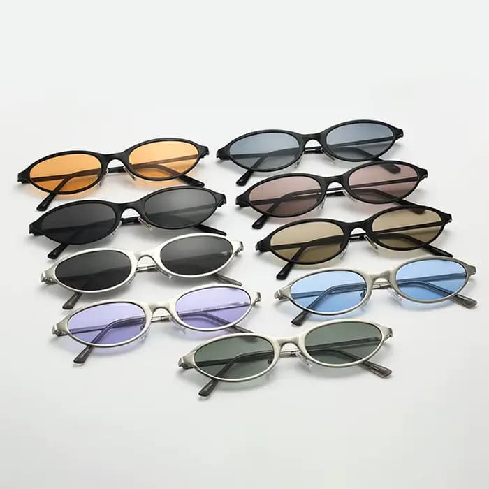Lunettes de soleil rétro polyvalentes à monture ovale