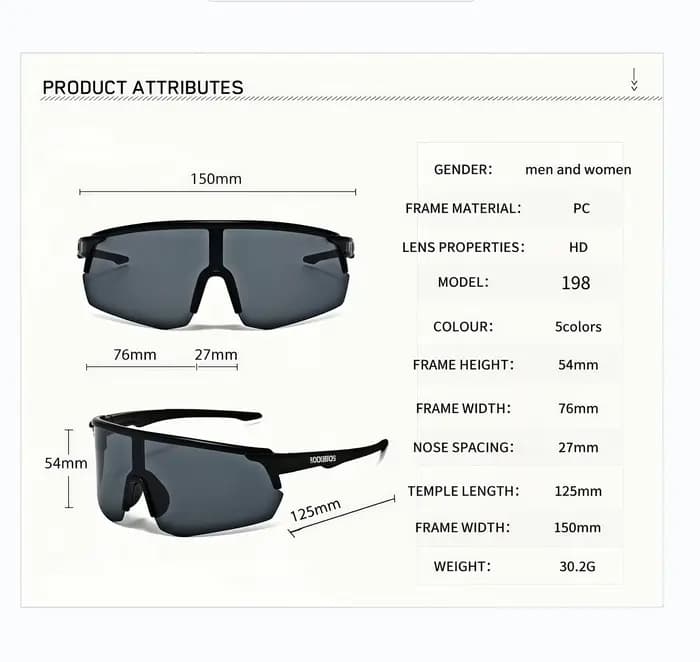 ROCKBROS Nouvelles lunettes de soleil grand format anti-vent pour le cyclisme