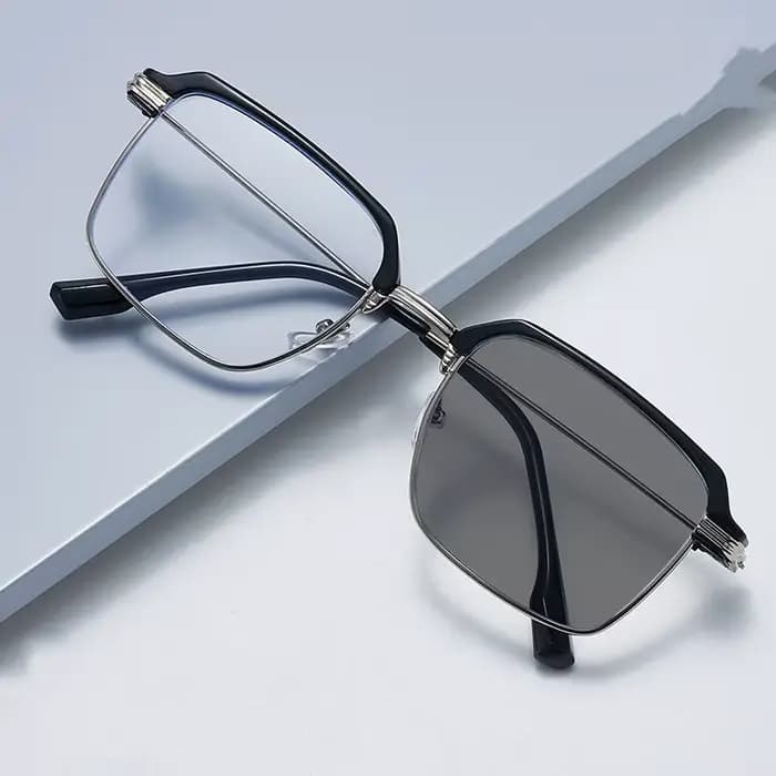 Lunettes d'ordinateur, monture demi-carrée en métal