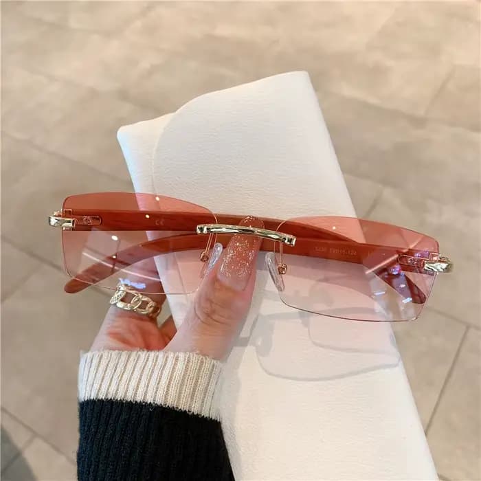 Lunettes de soleil rectangulaires sans bords pour hommes et femmes