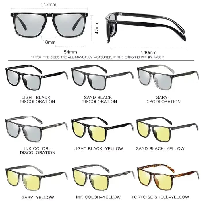 Lunettes de soleil hommes photochromiques polarisées conduite caméléon lunettes mâle changement de couleur lunettes de soleil jour nuit Vision pilote Eyewea