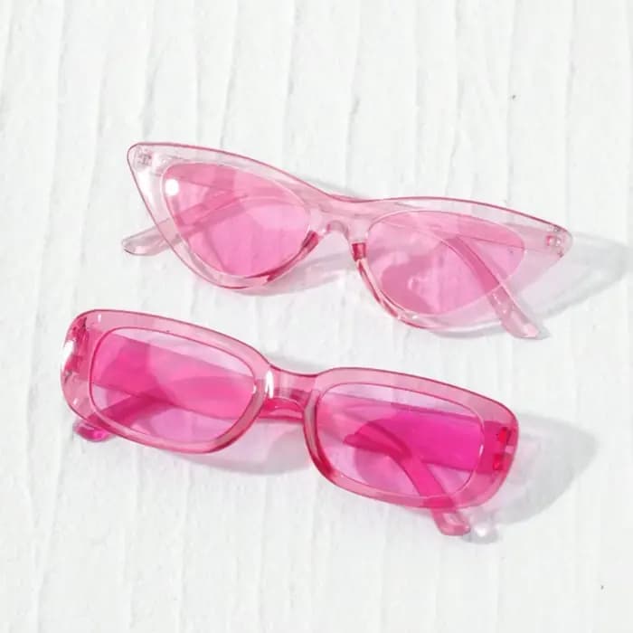 2 paires de lunettes de soleil carrées œil de chat roses pour femmes