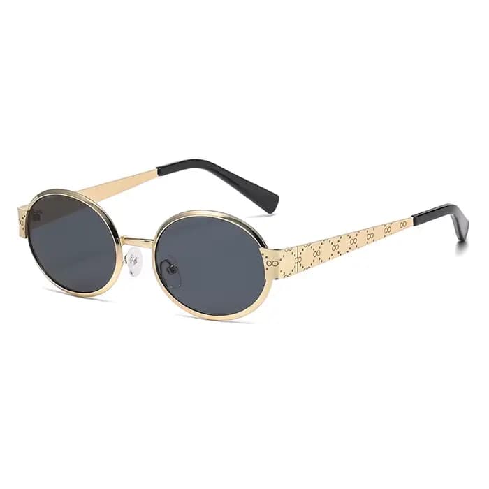 Glamour luxe femmes lunettes de soleil métal ovale marque