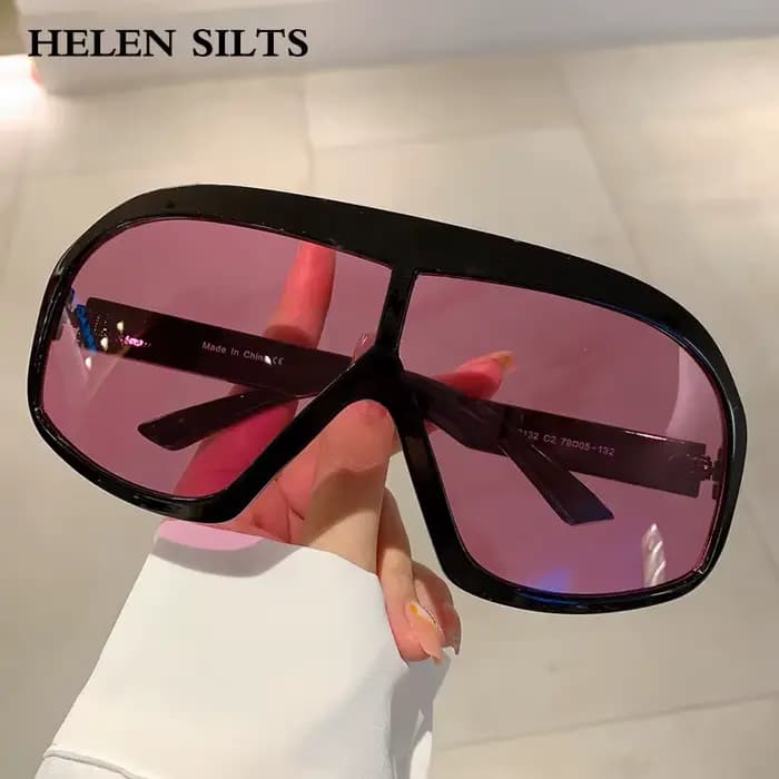 Vintage surdimensionné une pièce lunettes de soleil rondes pour femmes hommes marque concepteur mode