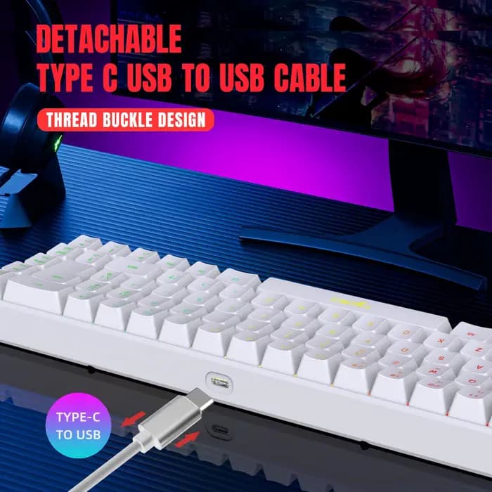 Clavier de jeu filaire USB portable, rétroéclairage RVB, 68 prédire, ordinateur Windows Lapmedicents