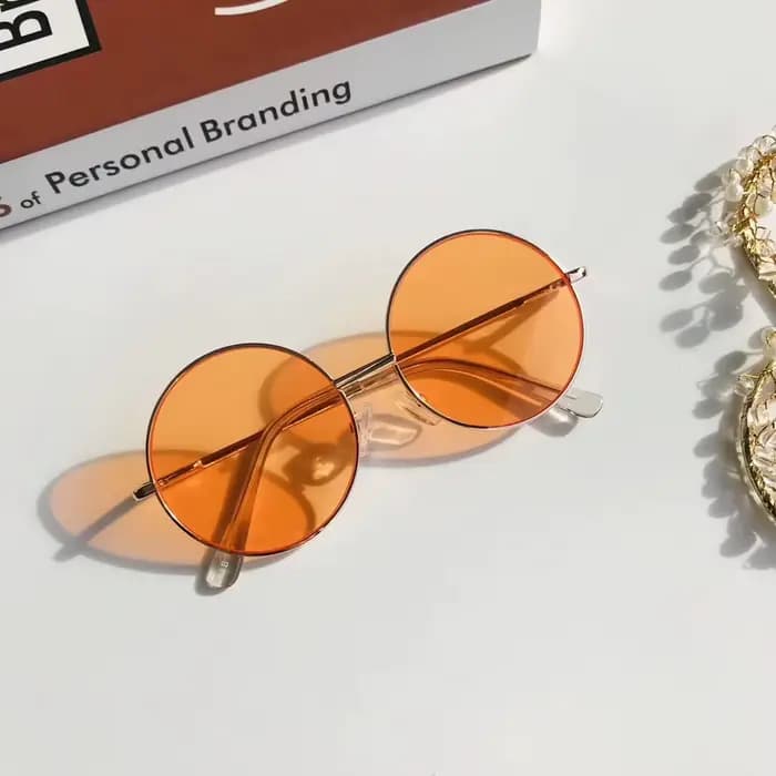 Lunettes de soleil à monture ronde en métal pour enfants de 2 à 8 ans