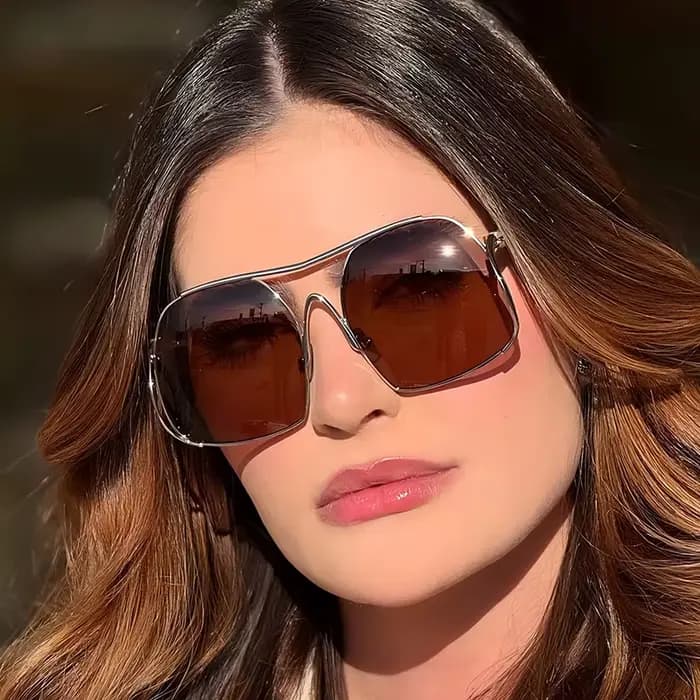 Nouvelle mode de luxe dégradé ovale femmes lunettes de soleil 2025 personnalité Double faisceau cadre conception