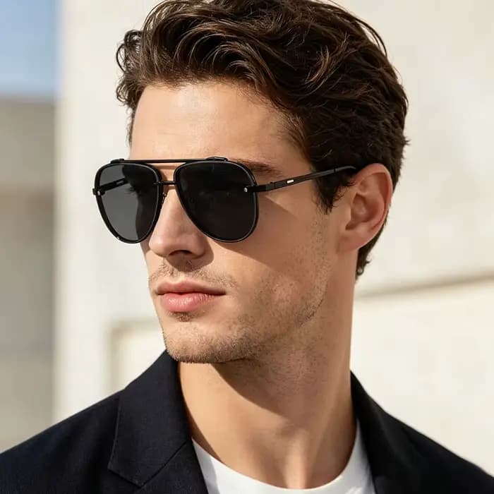 Lunettes de soleil tendance à double monture avec grandes montures