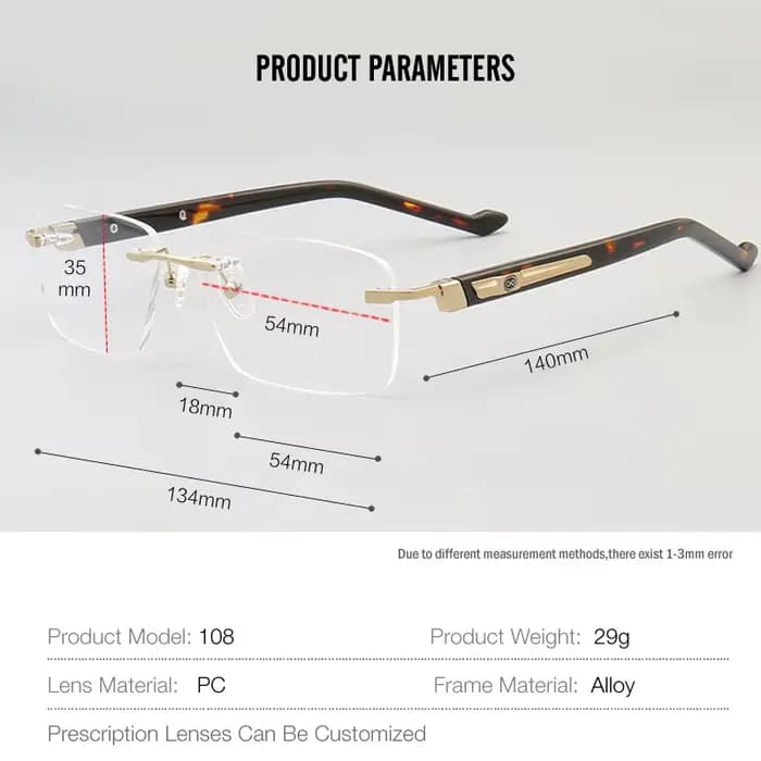 Lunettes de vue myopie sans monture Personnaliser les lentilles en résine