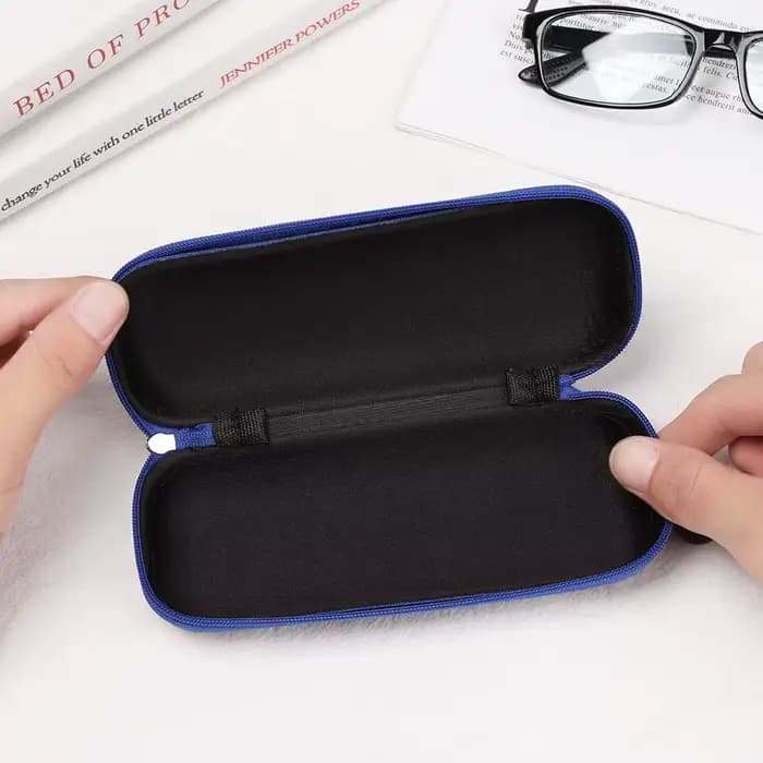Boîte à lunettes rigide en tissu Denim Portable