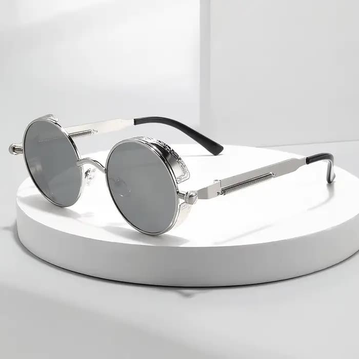 Steampunk mode hommes rétro lunettes de soleil rondes