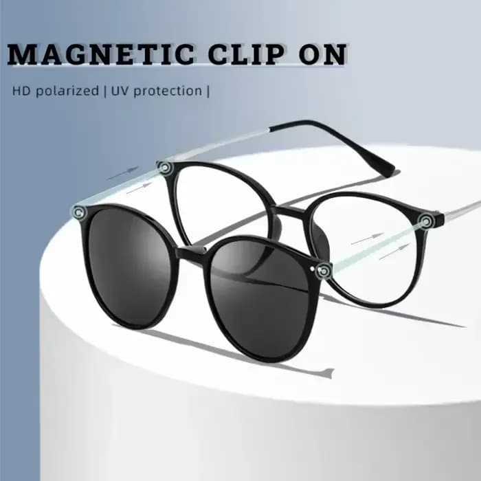 CLLOIO pince magnétique sur lunettes femmes conduite polarisé rond rose optique