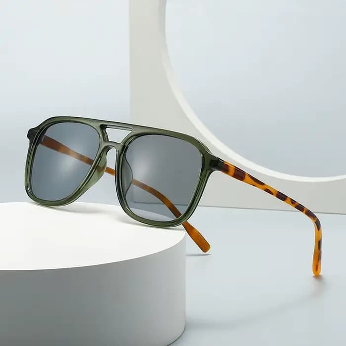 Buc& EI-Lunettes de soleil carrées rétro à double pont pour hommes et femmes