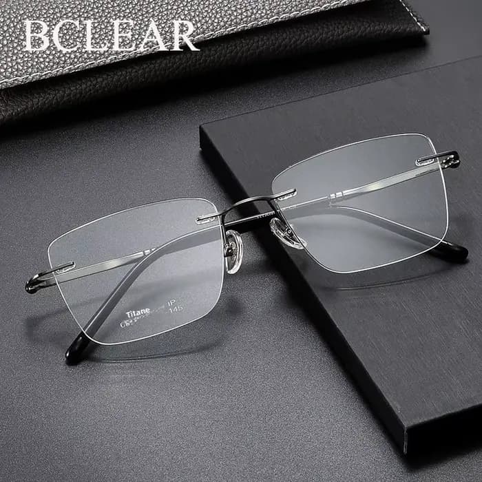 Nouveauté classique pur titane sans monture lunettes cadre hommes optique-lunetterie Simple élégant sans