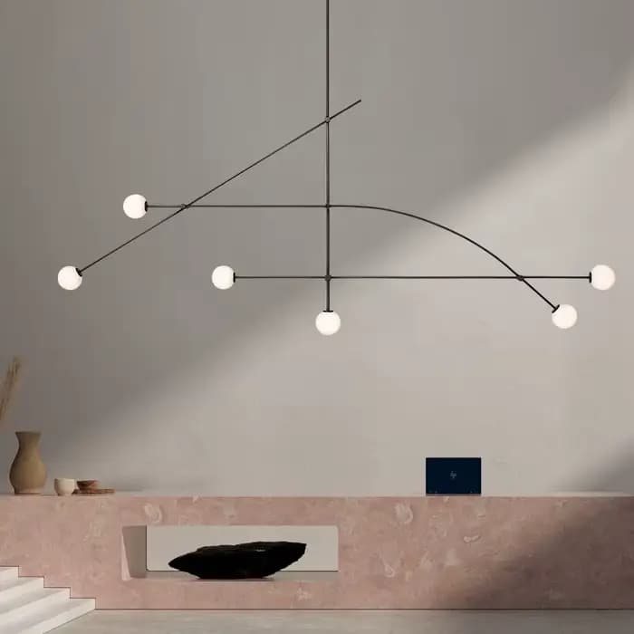 Plafonnier Suspendu Noir au Design Moderne, Luminaire Décoratif d'Nik, Idéal pour un Salon, une Chambre à Coucher, un Restaurant