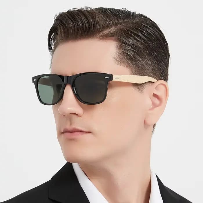 Lunettes de soleil carrées en bois de bambou vintage pour hommes et femmes