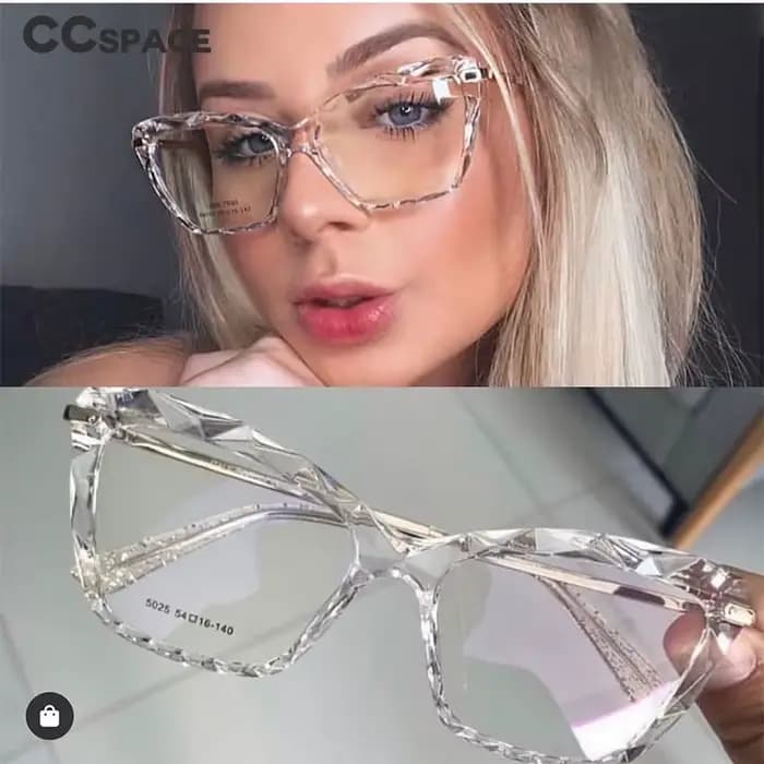 H45591 femmes mode diamant style cadre carré lunettes montures optique ordinateur