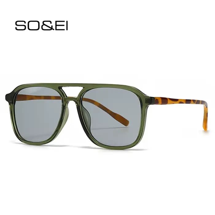 Buc& EI-Lunettes de soleil carrées rétro à double pont pour hommes et femmes