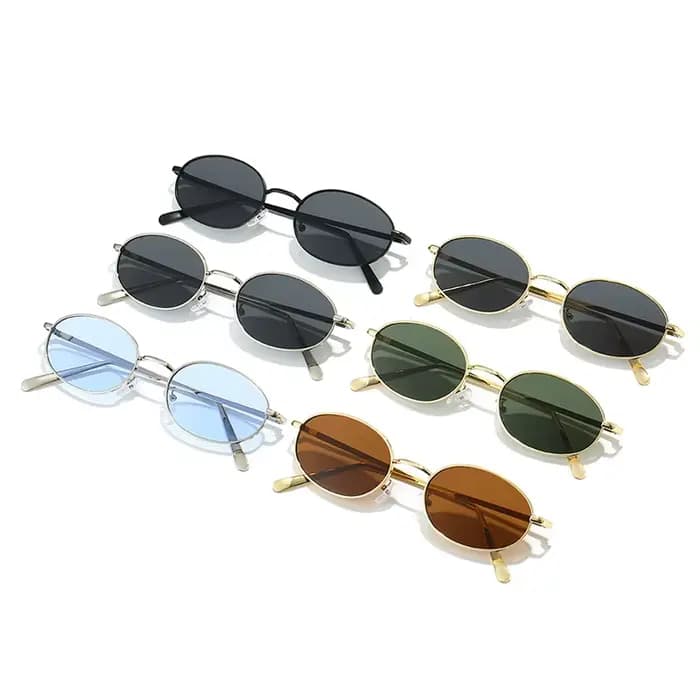 SHAUNA rétro petit ovale cadre en métal femmes lunettes de soleil UV400 hommes Punk