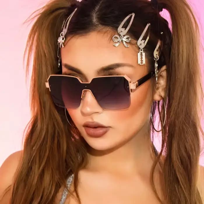 Lunettes de soleil carrées sans cadre pour hommes et femmes