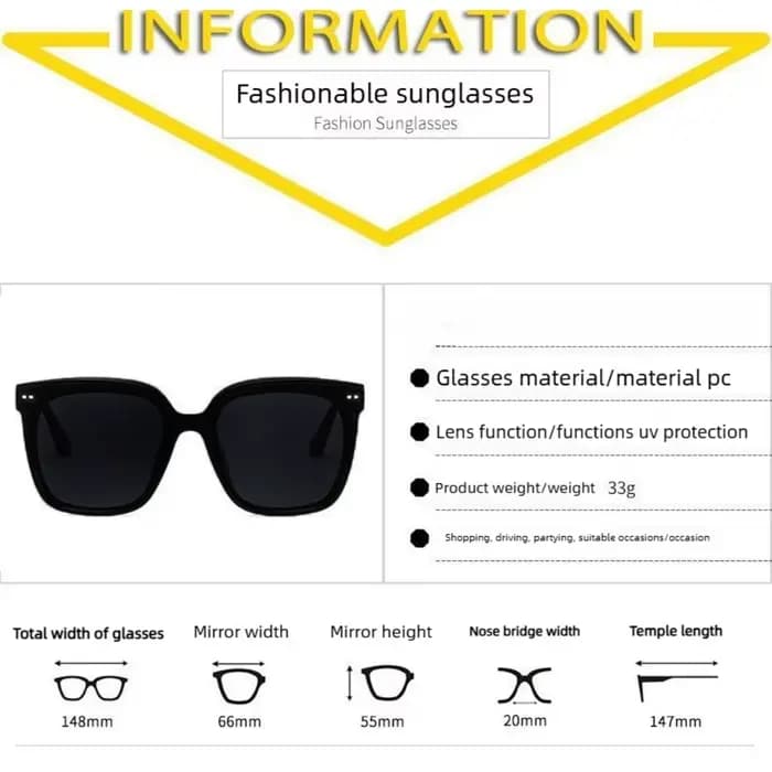 Lunettes de soleil surdimensionnées à la mode pour femmes et hommes