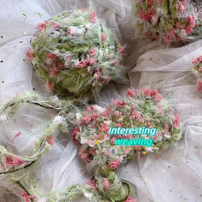 Fil à tricoter et à tisser vert style pastoral 100g, mélange artisanal fait main, pelote de laine DIY