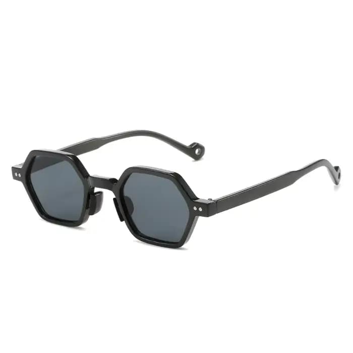 Lunettes de soleil hexagonales à petite monture irrégulière