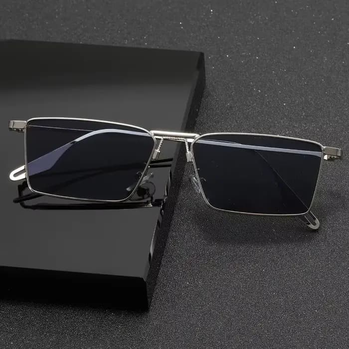Lunettes de soleil unisexes rectangulaires en métal, personnalisables, simples et tendance, style rétro européen et américain