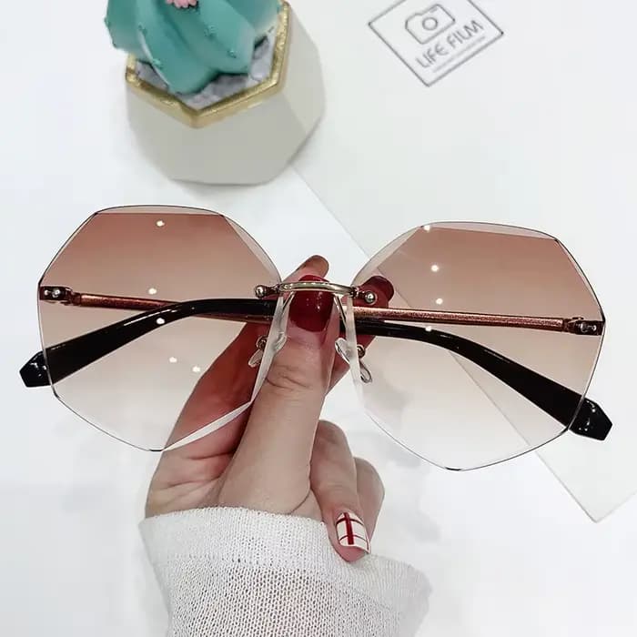 Lunettes de soleil octogonales sans bords pour femmes