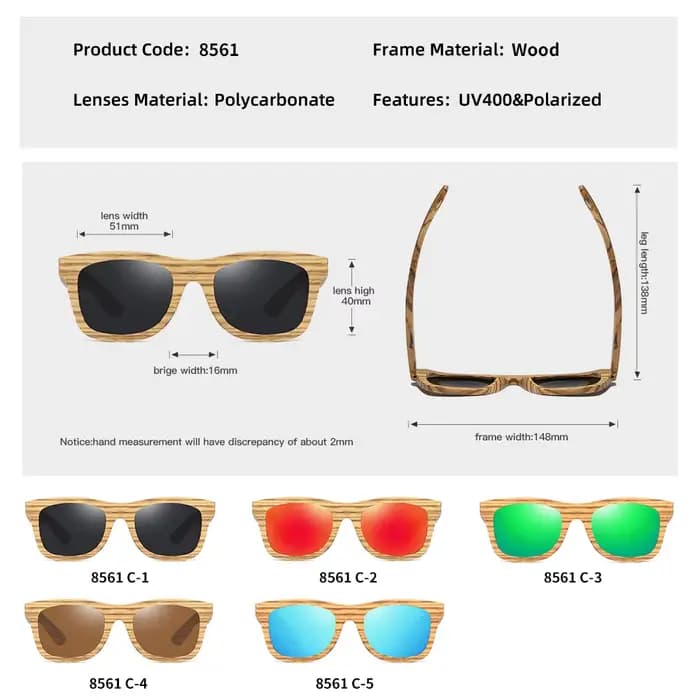 Lunettes de soleil en bois GM Zebra pour hommes et femmes