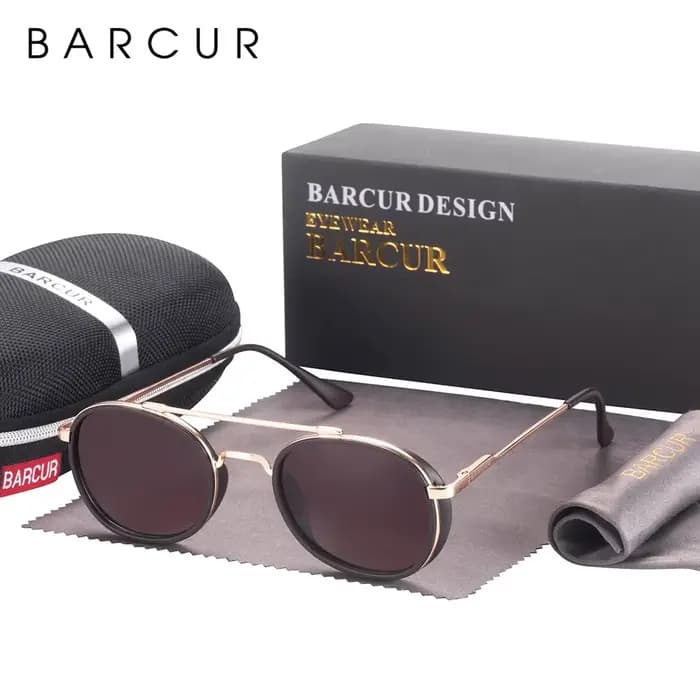 BARCUR Design lunettes De soleil rondes pour hommes femmes Retre