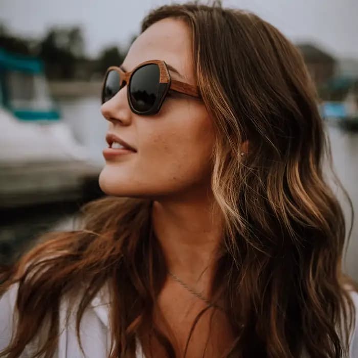 Lunettes de soleil en bois angulaire pour femmes et hommes