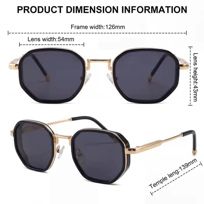 Petit Cadre Octogone Punk lunettes de Soleil Femmes Marque De Luxe Rétro Géométrique En Métal De Mode Nuances Vintage