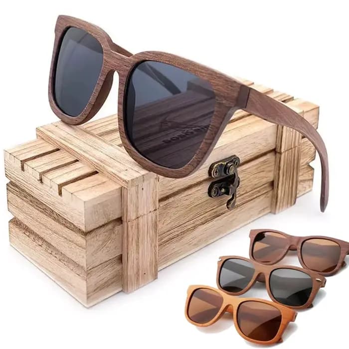 Lunettes de soleil rétro en bambou pour femmes