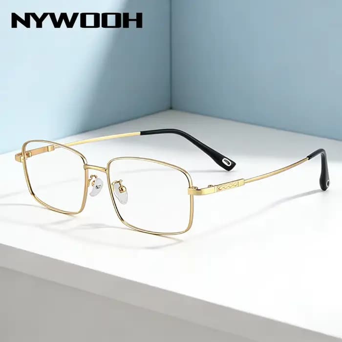 Grandes lunettes carrées pour visage large adultes hommes femmes métal titane plein cadre minimaliste