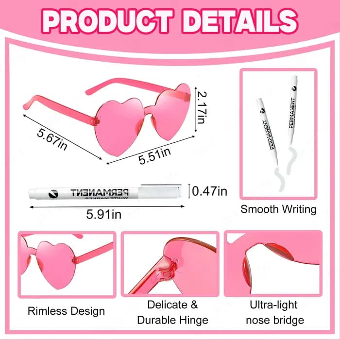 16-160 pièces lunettes de soleil de mariage personnalisées lunettes de soleil coeur personnalisées avec stylos de peinture pour adultes bricolage cadeaux de fête d'anniversaire de mariage