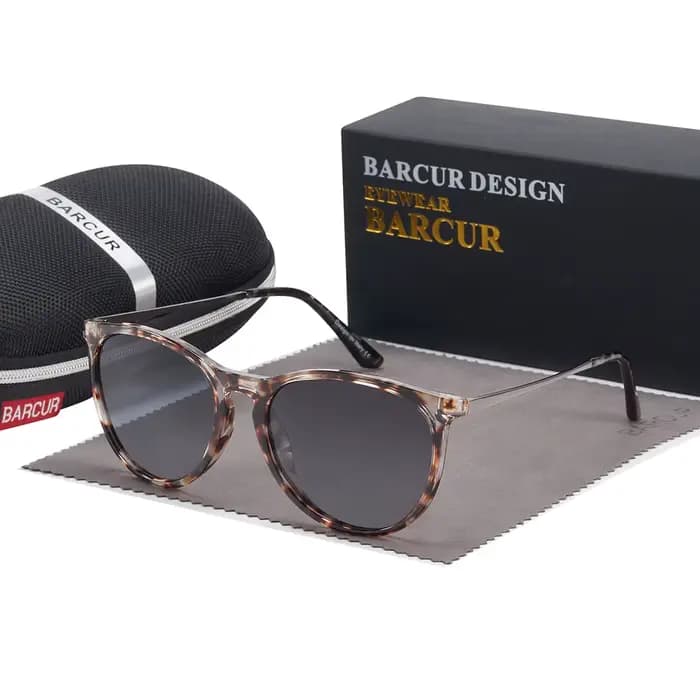 BARCUR Design classique lunettes de soleil pour hommes mode lentille polarisée en plastique titane cadre rétro femmes