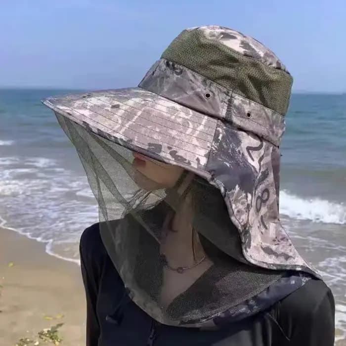 Chapeau de soleil anti-moustiques avec voile intégré et protection cou pour hommes et femmes